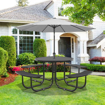 Round Outdoor Steel Picnic Table 46&quot; With Umbrella Pole