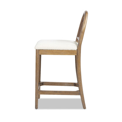 Leon - Arched Back &amp; Upholstered Counter Stool (Set of 2) - Ivory White