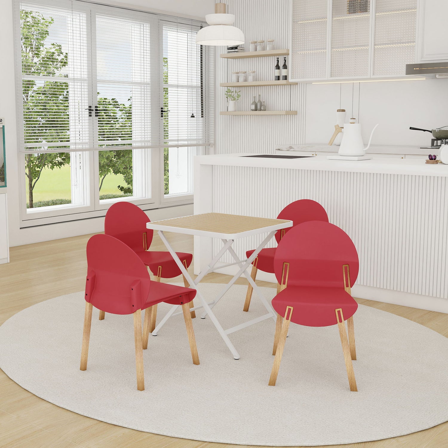 4 Piece Set Of Single Chairs With A Folding Square Table