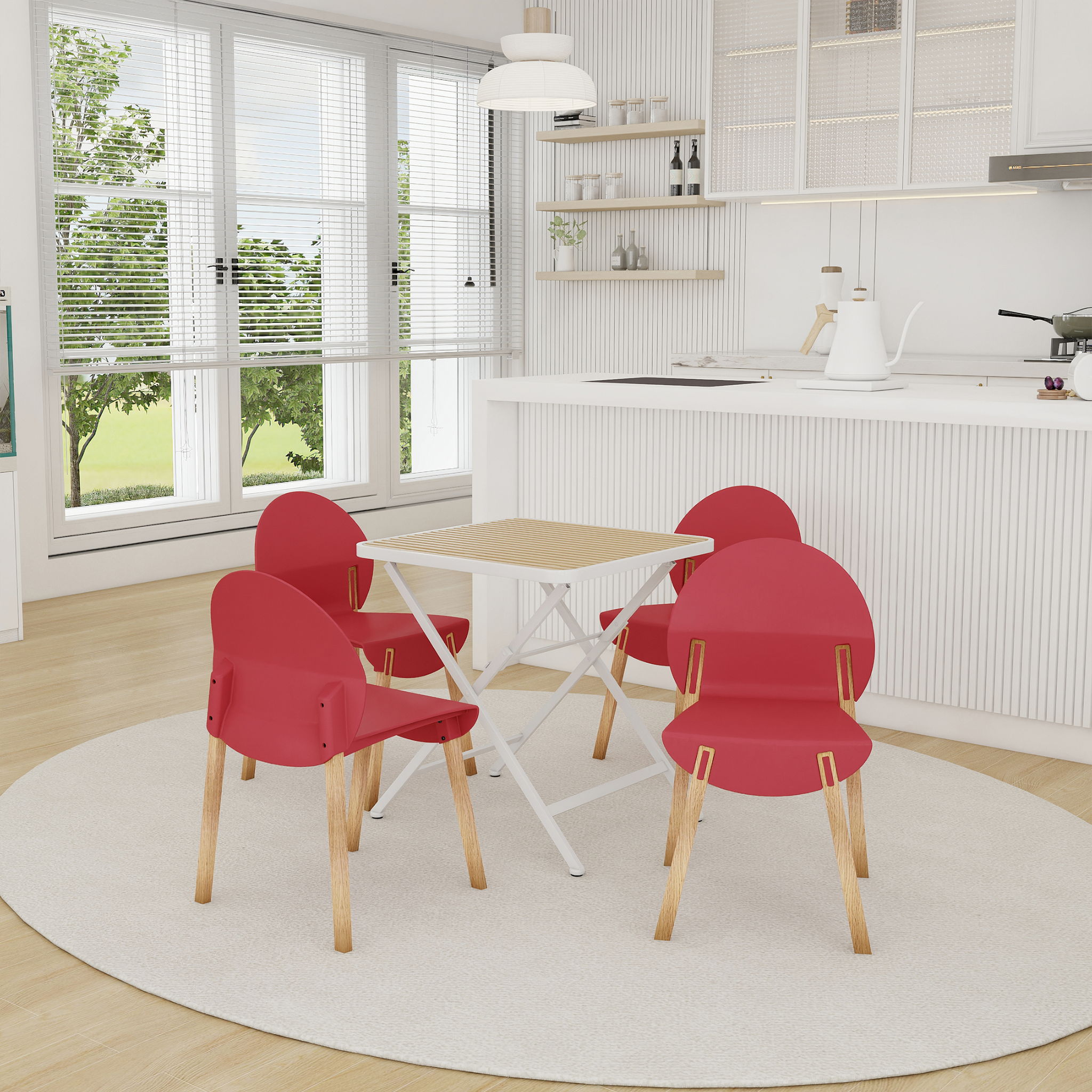 4 Piece Set Of Single Chairs With A Folding Square Table