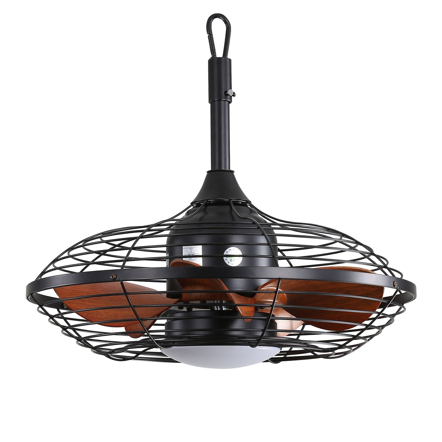20&quot; Downrod Mount Ceiling Fan LED 18W 3 Cct 5 ABS Blades DC Motor With Hanging And Hook For Outside Patios Pergola - Black