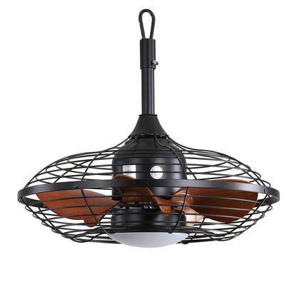 20&quot; Downrod Mount Ceiling Fan LED 18W 3 Cct 5 ABS Blades DC Motor With Hanging And Hook For Outside Patios Pergola - Black