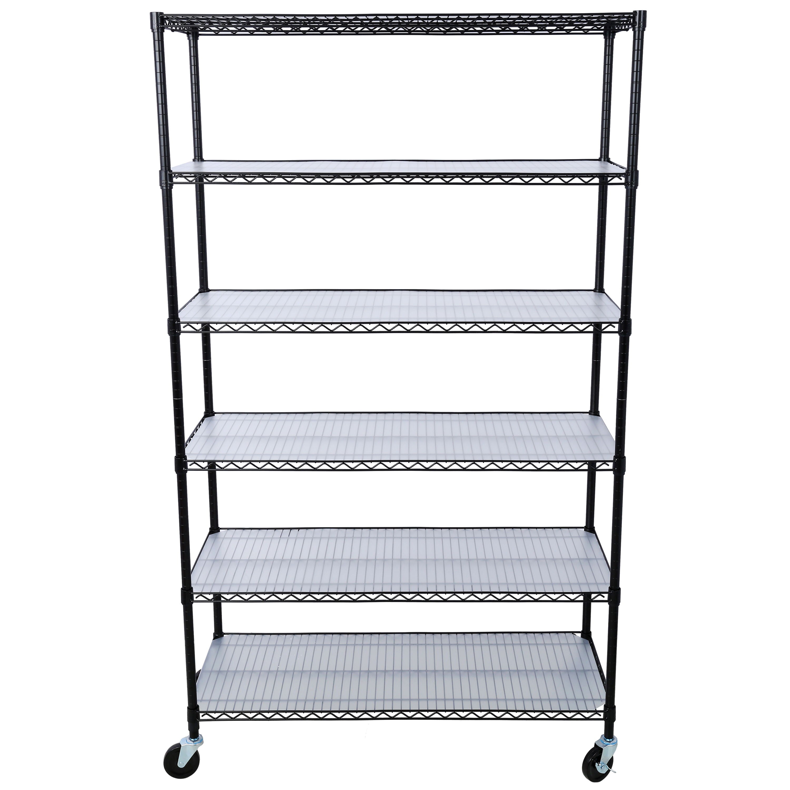 6 Tier 6000Lbs Capacity Nsf Metal Shelf Wire Shelving Unit, Heavy Duty Adjustable Storage Rack With Wheels &amp; Shelf Liners For Commercial Grade Utility Steel Storage Rack