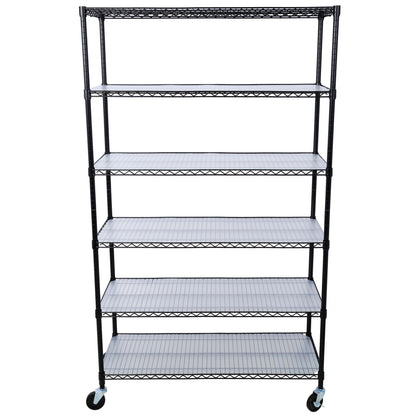 6 Tier 6000Lbs Capacity Nsf Metal Shelf Wire Shelving Unit, Heavy Duty Adjustable Storage Rack With Wheels &amp; Shelf Liners For Commercial Grade Utility Steel Storage Rack