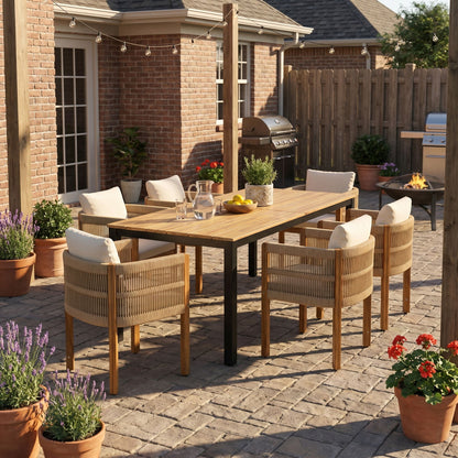 Outdoor Dining Set &amp; Table And Rope Chairs