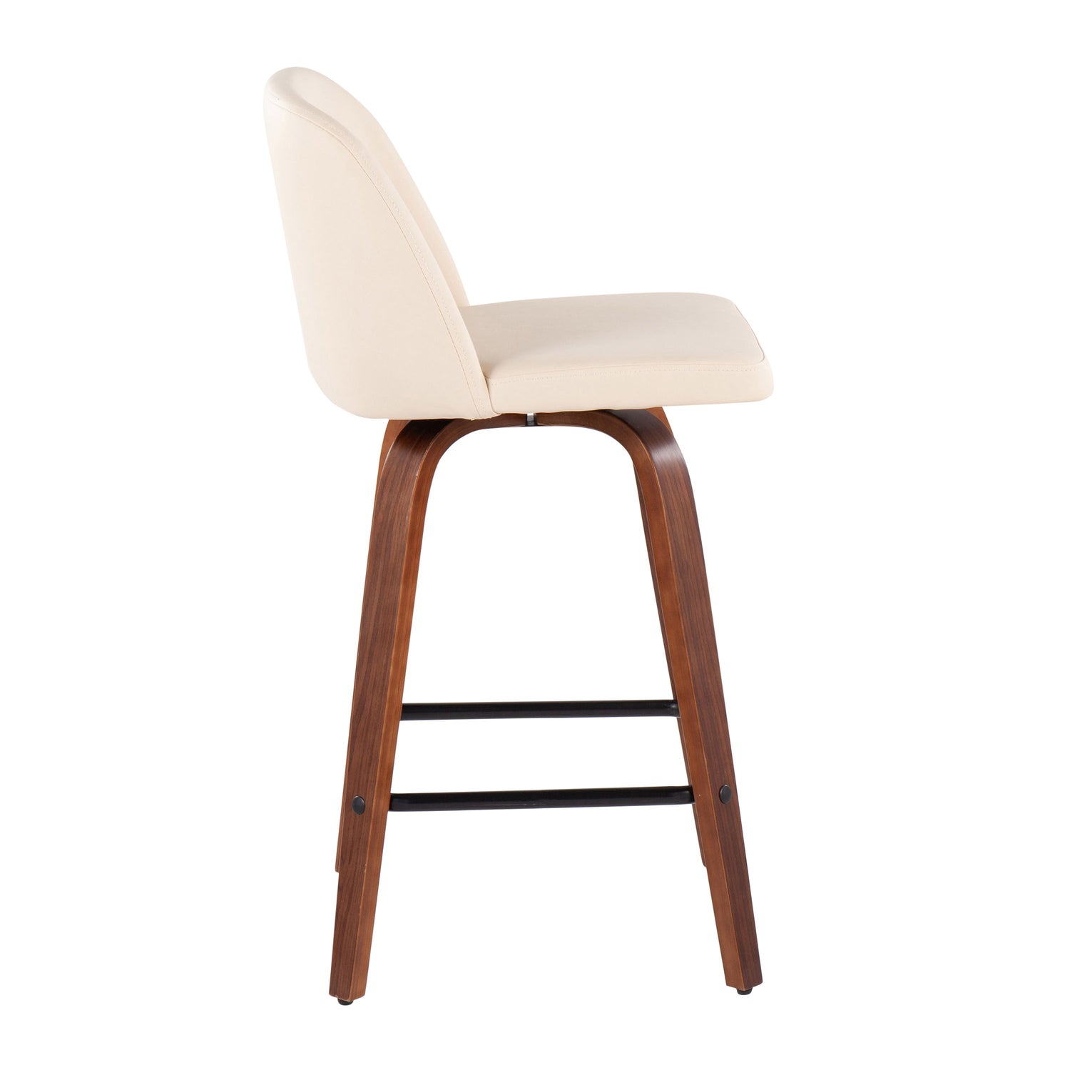 Toriano - Mid Century Modern Fixed Height Counter Stool &amp; Square Footrest (Set of 2)