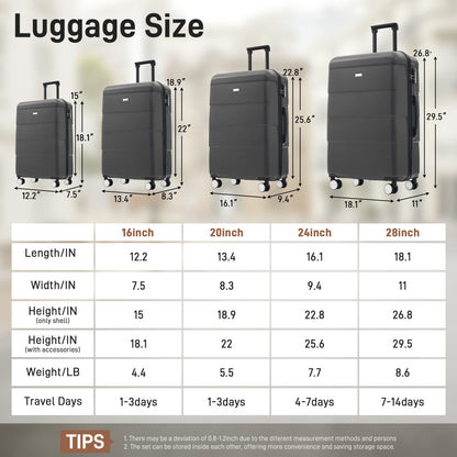 Hardshell Luggage Set 6 Piece With Duffel &amp; Toiletry Bag