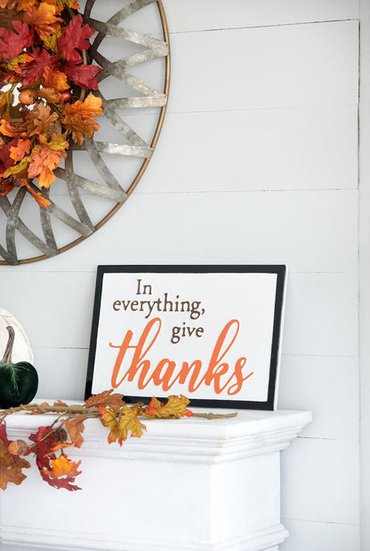 Thanks Wall Sign, Wall Art Decor For Harvest Festival Fall Festival &amp; Thanksgiving Table Decorations (Set of 2) - Black / Orange / White