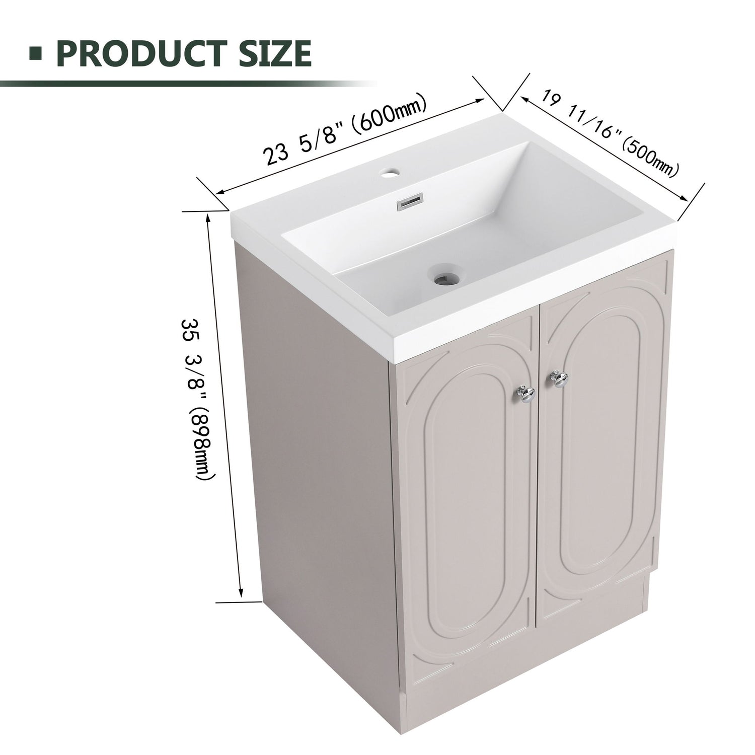 Contemporary Freestanding Bathroom Vanity With Resin Sink &amp; Soft-Close Cabinet Doors