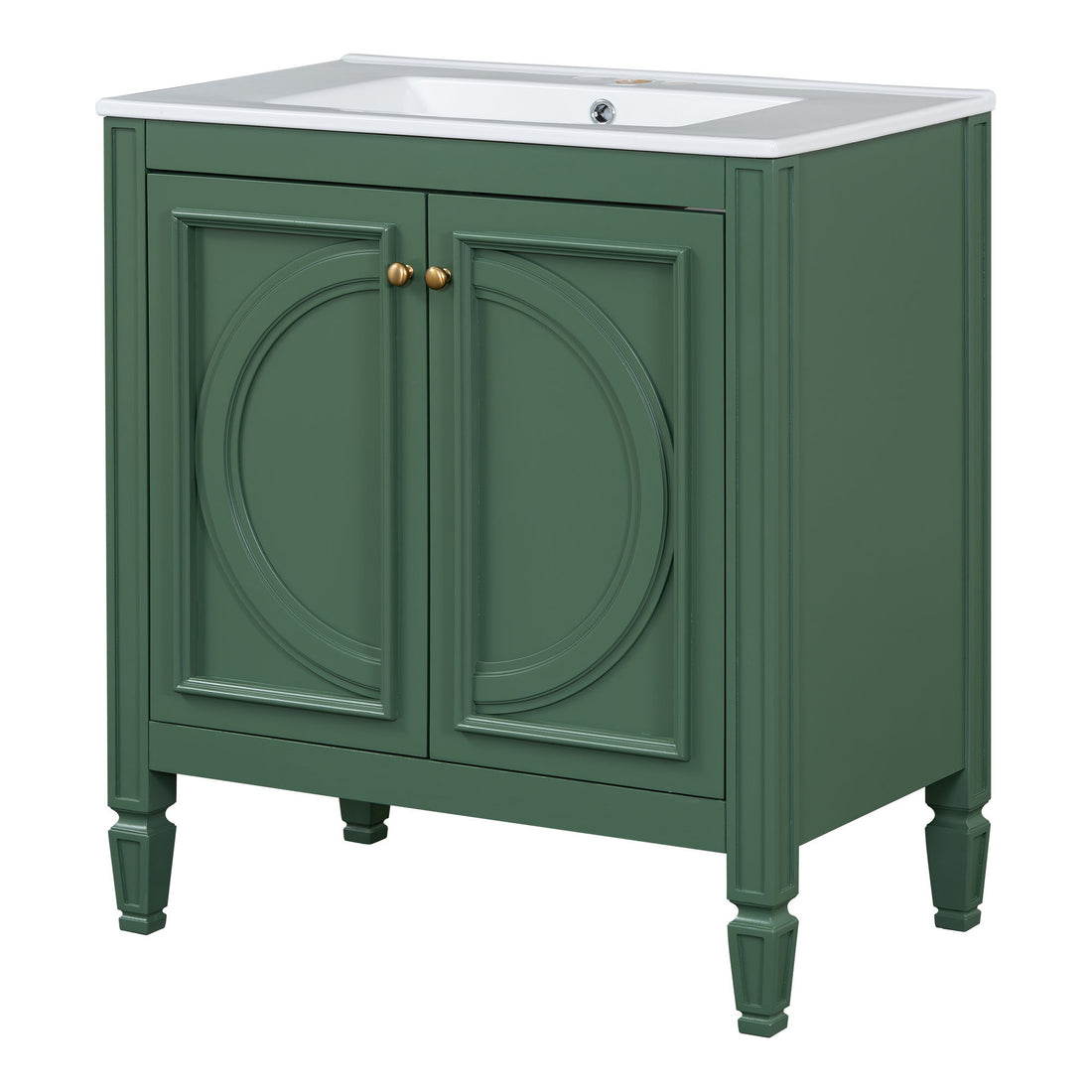 30&quot; Bathroom Vanity With Sink, 2 Doors With Shelf, Soft Close Door Hinges, Vintage Style - Green