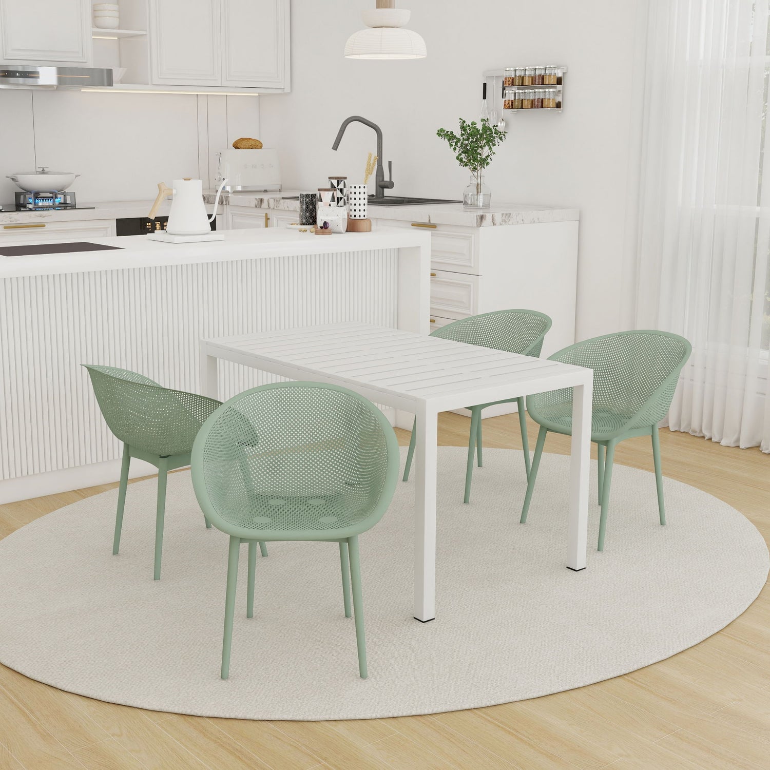 4 Pack Lounge Chair Set With Long Table