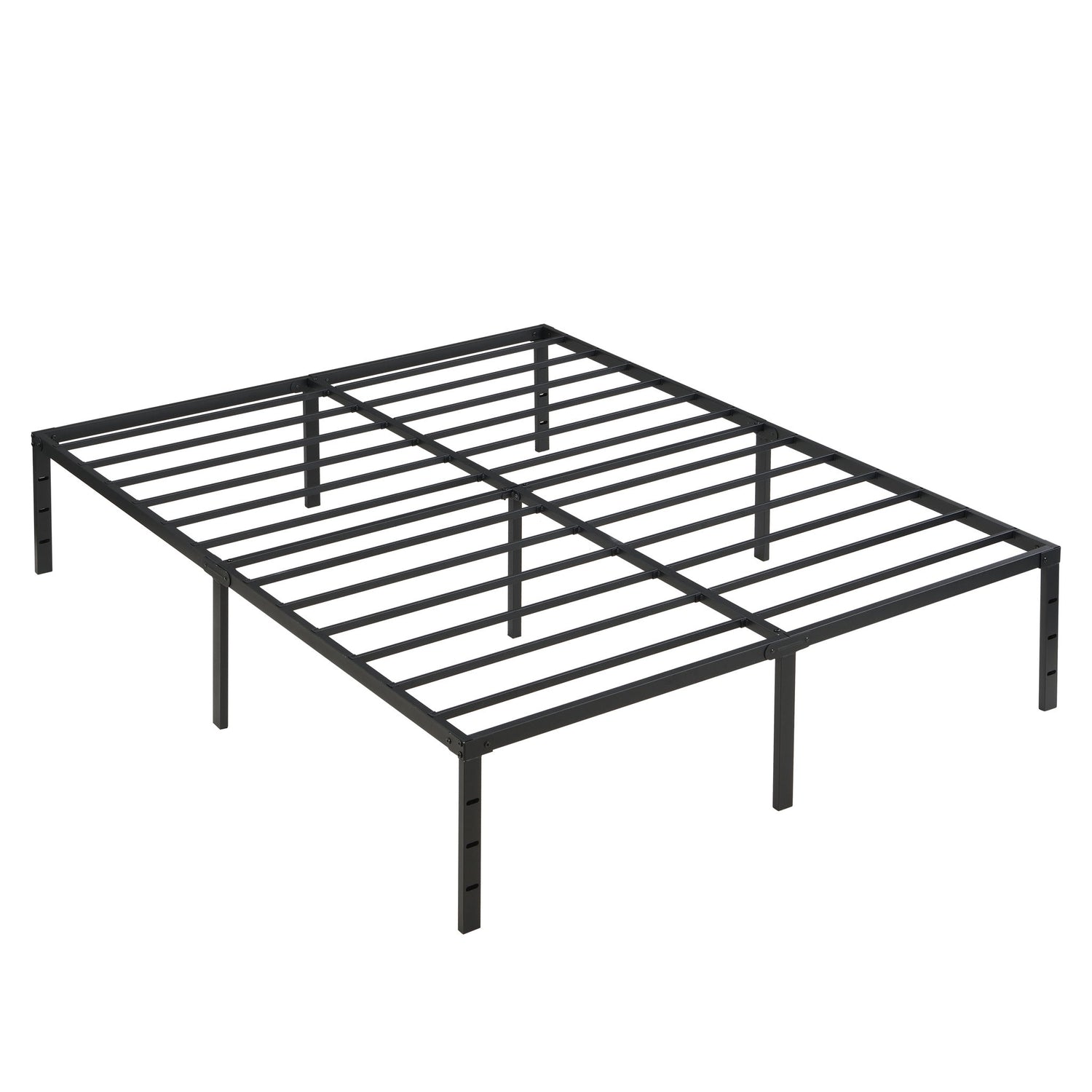 Heavy Duty Queen Size Bed Frame With Quiet Support - Black