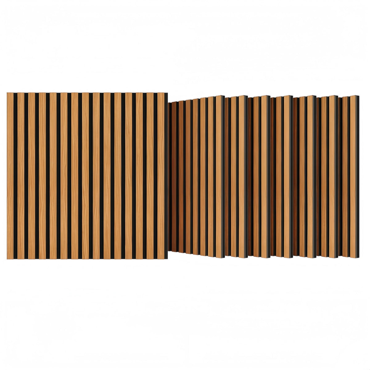 3D Groove Acoustic Panels &amp; Strip Boards, Sound Absorbing Wall &amp; Ceiling Panels (Set of 8) - Walnut
