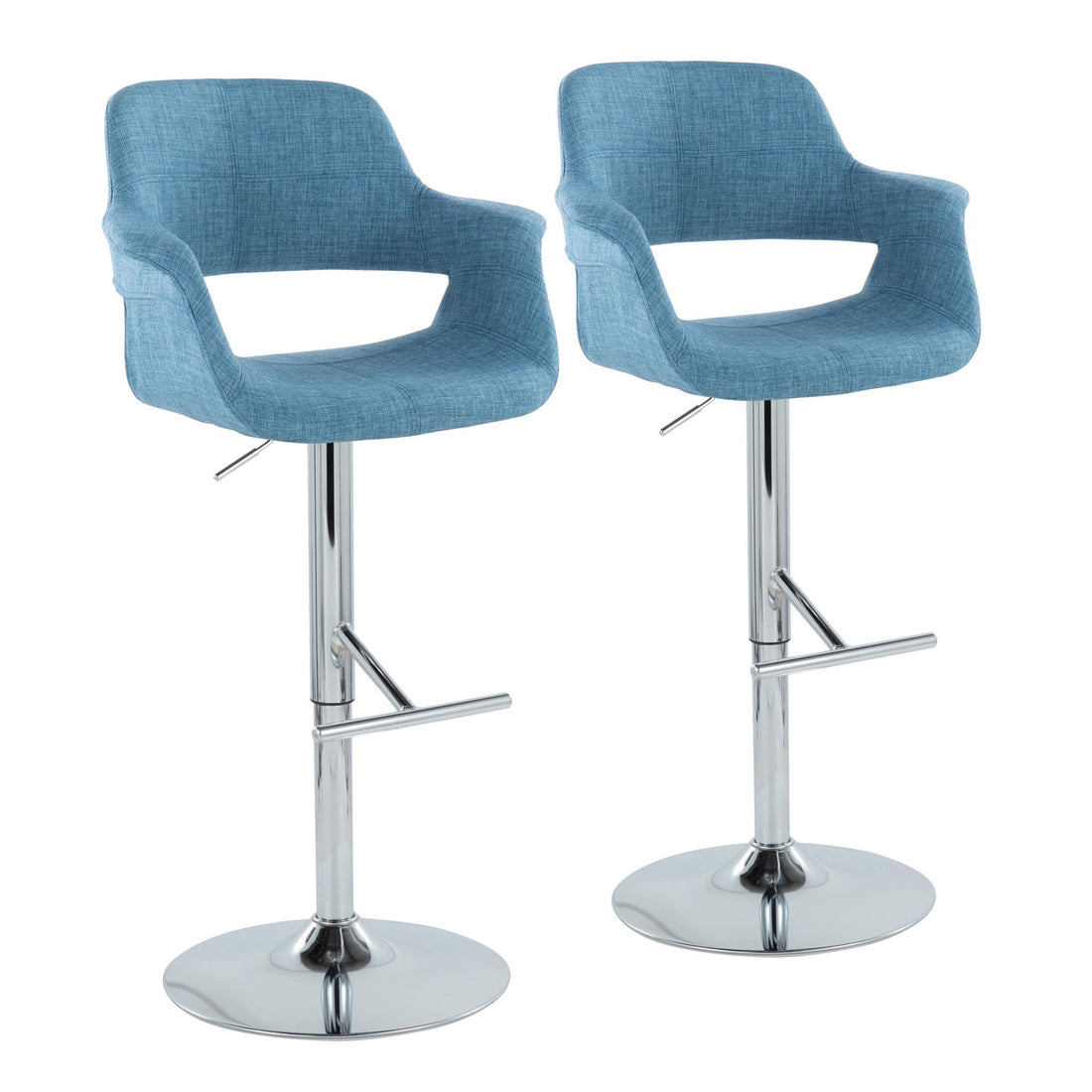 Vintage Flair - Mid Century Modern Adjustable Barstool &amp; Straight T Footrest (Set of 2)