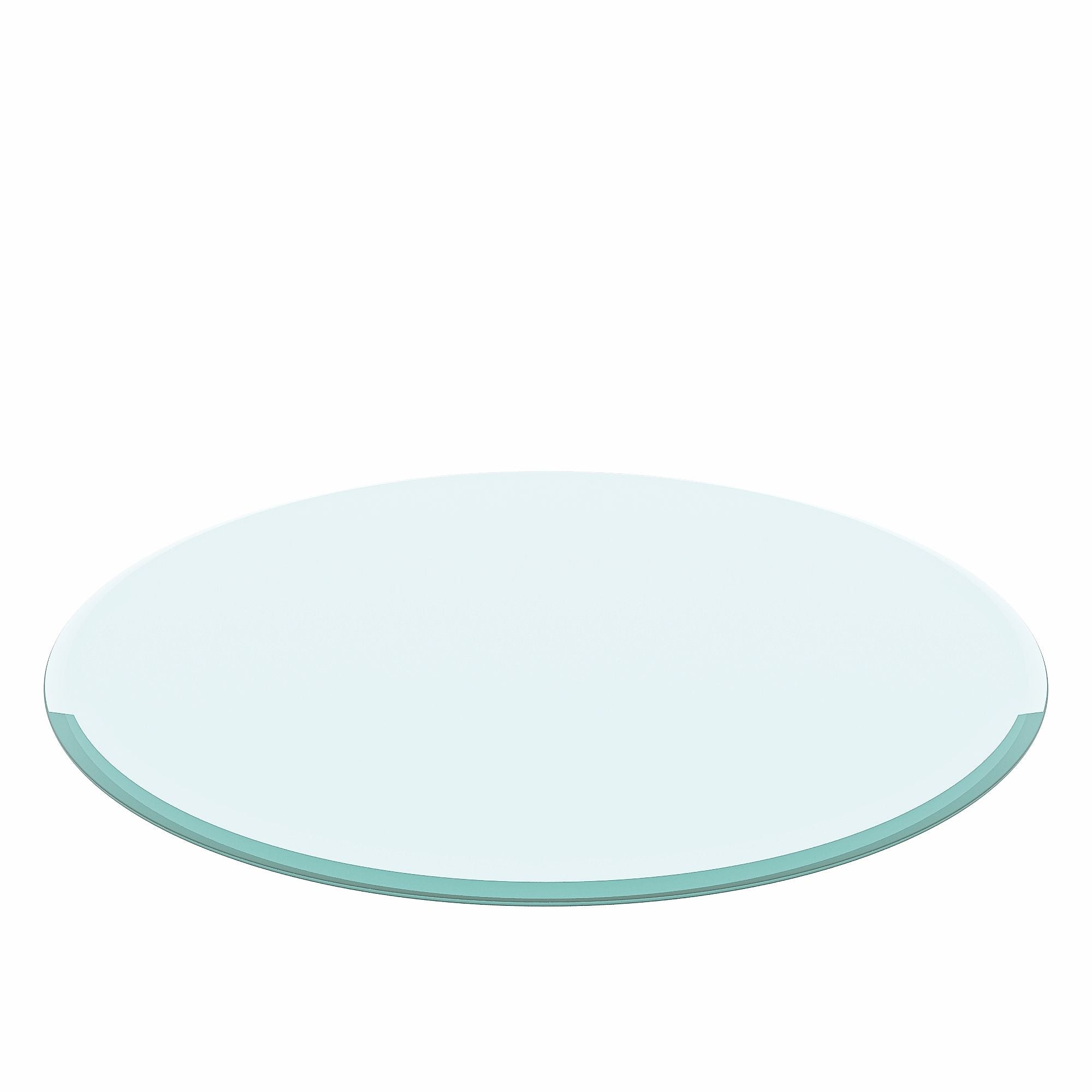 24&quot; Round Tempered Glass Table Top Clear Glass Beveled Polished Edge