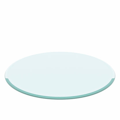 24&quot; Round Tempered Glass Table Top Clear Glass Beveled Polished Edge