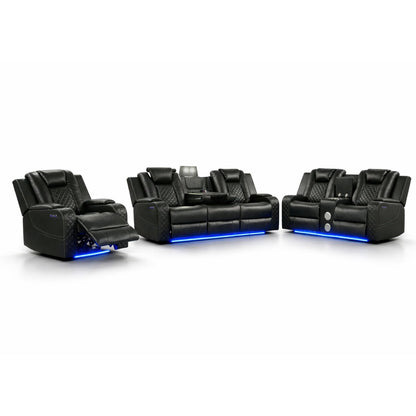 Benz - LED &amp; Power Recliner With Adjustable Headrests And Ambient LED Lighting