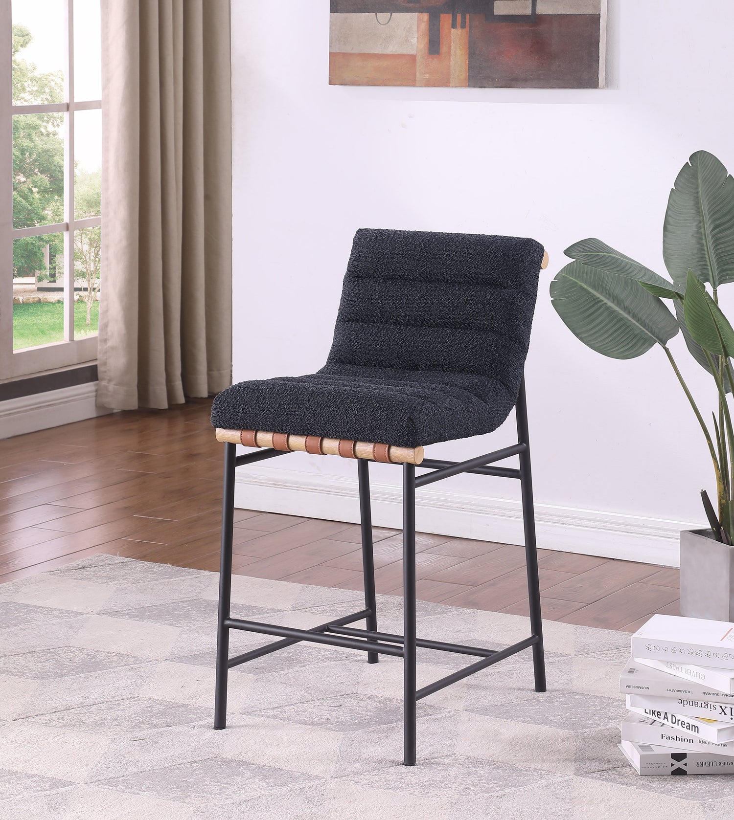 Lahni - 17&quot; Boucle Fabric Counter Height Chair