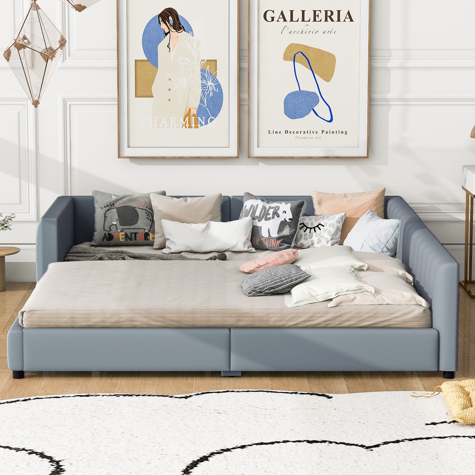 Upholstered Platform Bed, Mother &amp; Child Bed