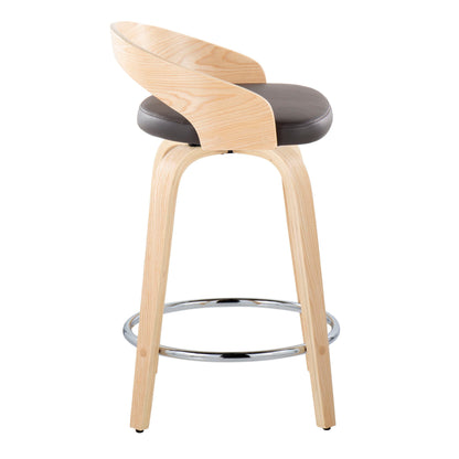 Grotto - Contemporary Fixed Height Counter Stool &amp; Swivel, Round Footrest (Set of 2)
