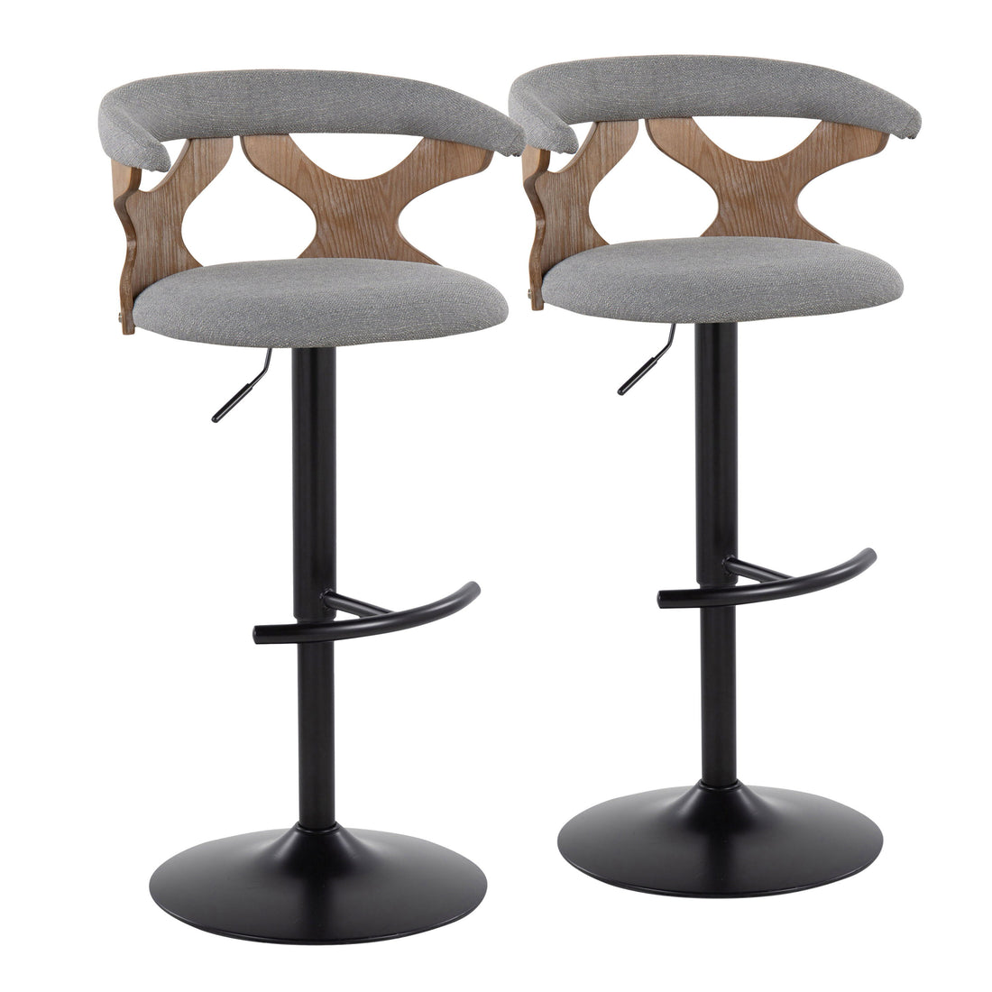 Gardenia - Contemporary Adjustable Barstool &amp; Swivel With Rounded T Footrest (Set of 2)