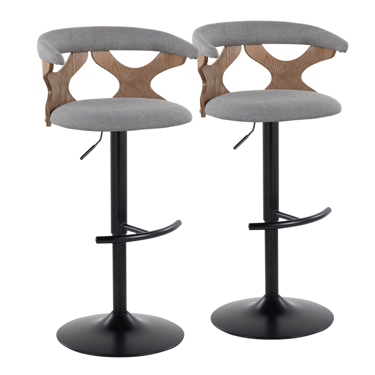Gardenia - Contemporary Adjustable Barstool &amp; Swivel With Rounded T Footrest (Set of 2)