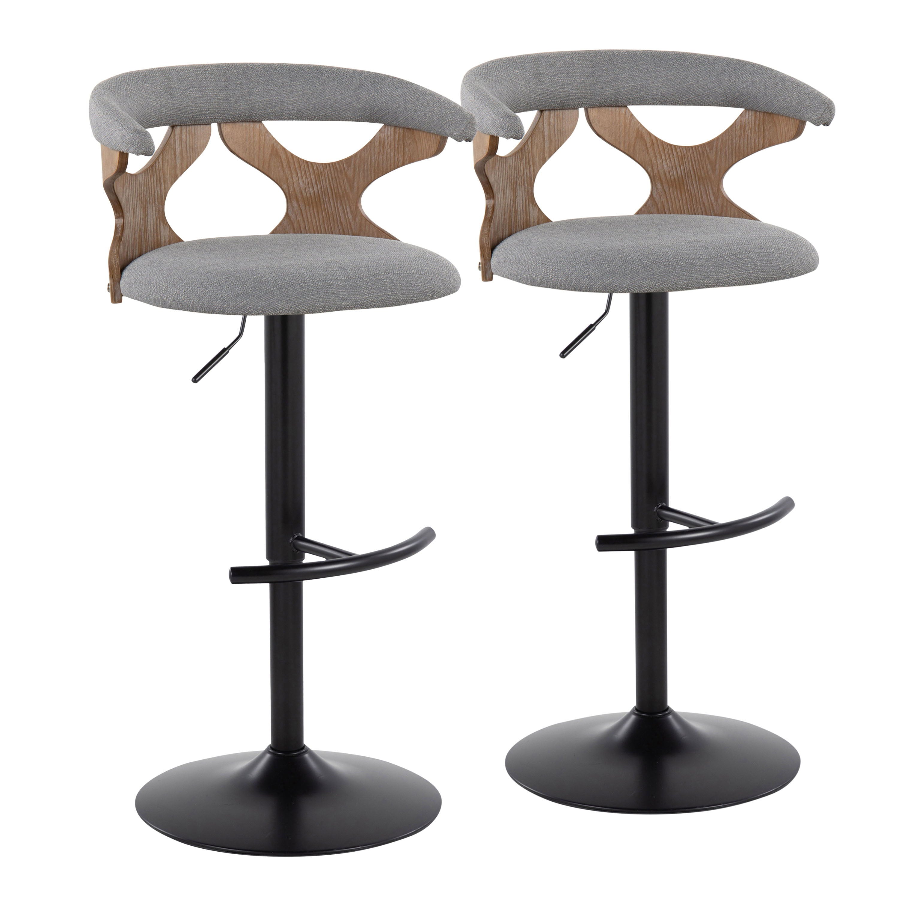 Gardenia - Contemporary Adjustable Barstool &amp; Swivel With Rounded T Footrest (Set of 2)