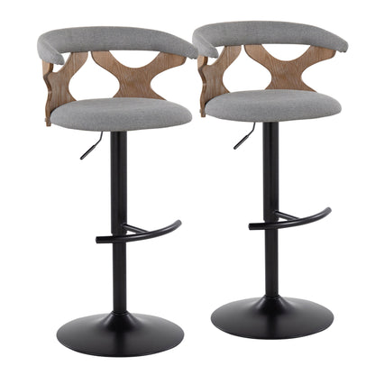 Gardenia - Contemporary Adjustable Barstool &amp; Swivel With Rounded T Footrest (Set of 2)