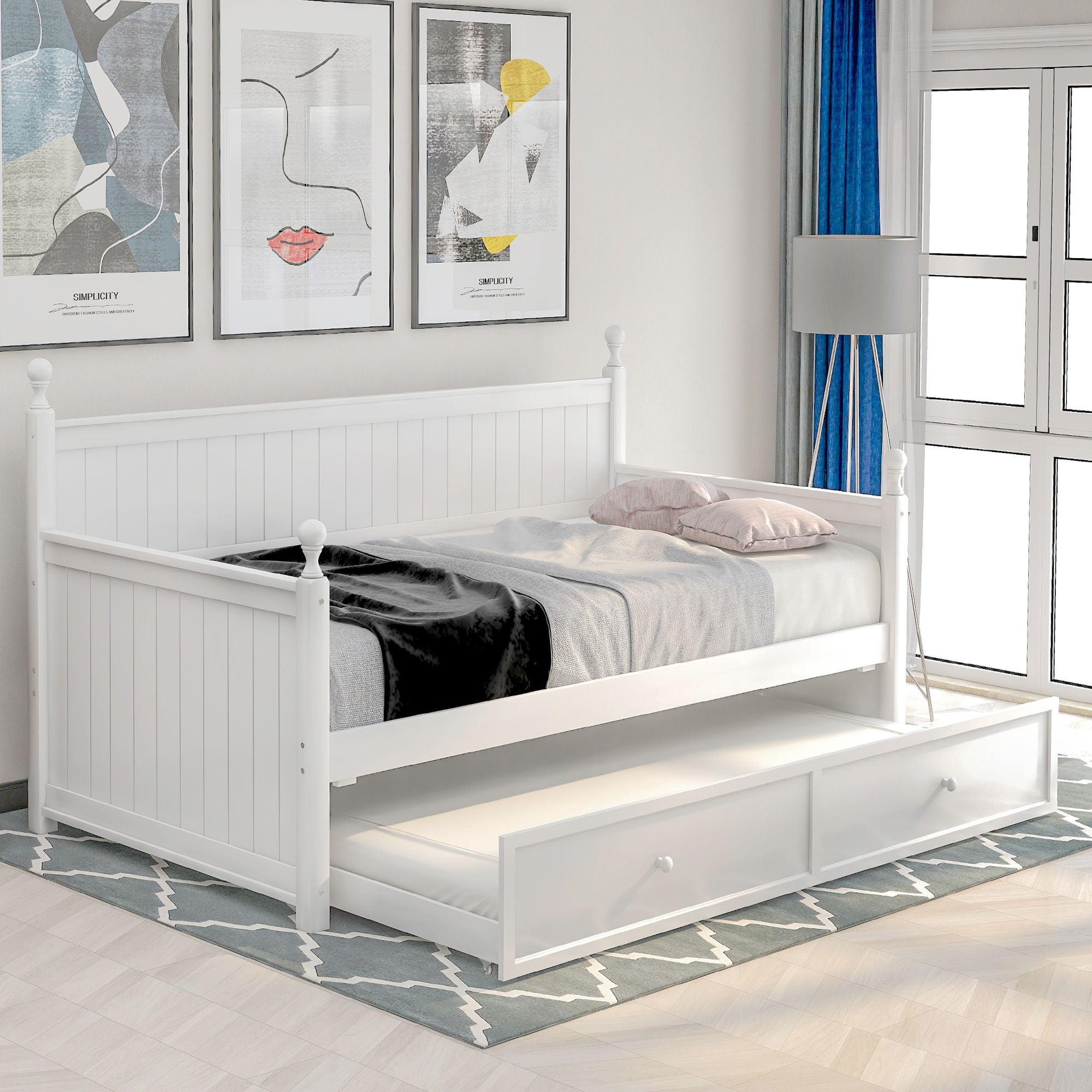 Twin Size Daybed &amp; Twin Size Trundle - White