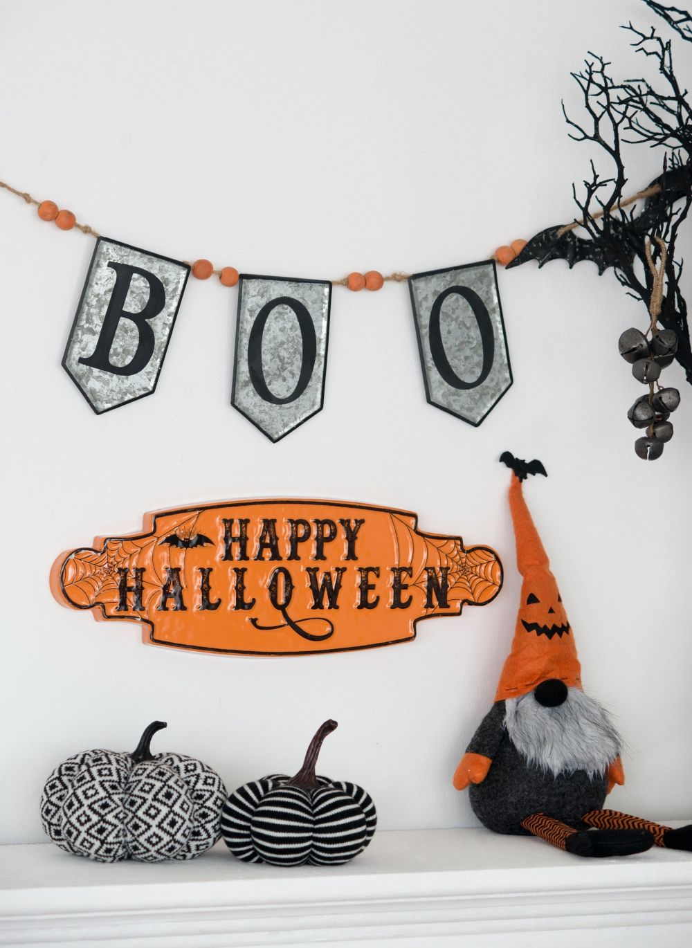 Pumpkin / Diamond Pattern, For Holiday Halloween Decor - Black White