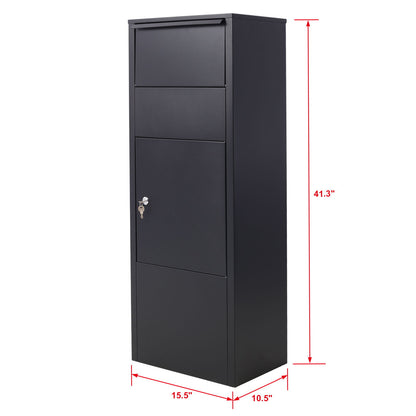 Large Package Delivery Parcel Mail Drop Box With Lockable Storage Compartment Heavy Duty Weatherproof For Express Mail Delivery For Home &amp; Business Use - Black