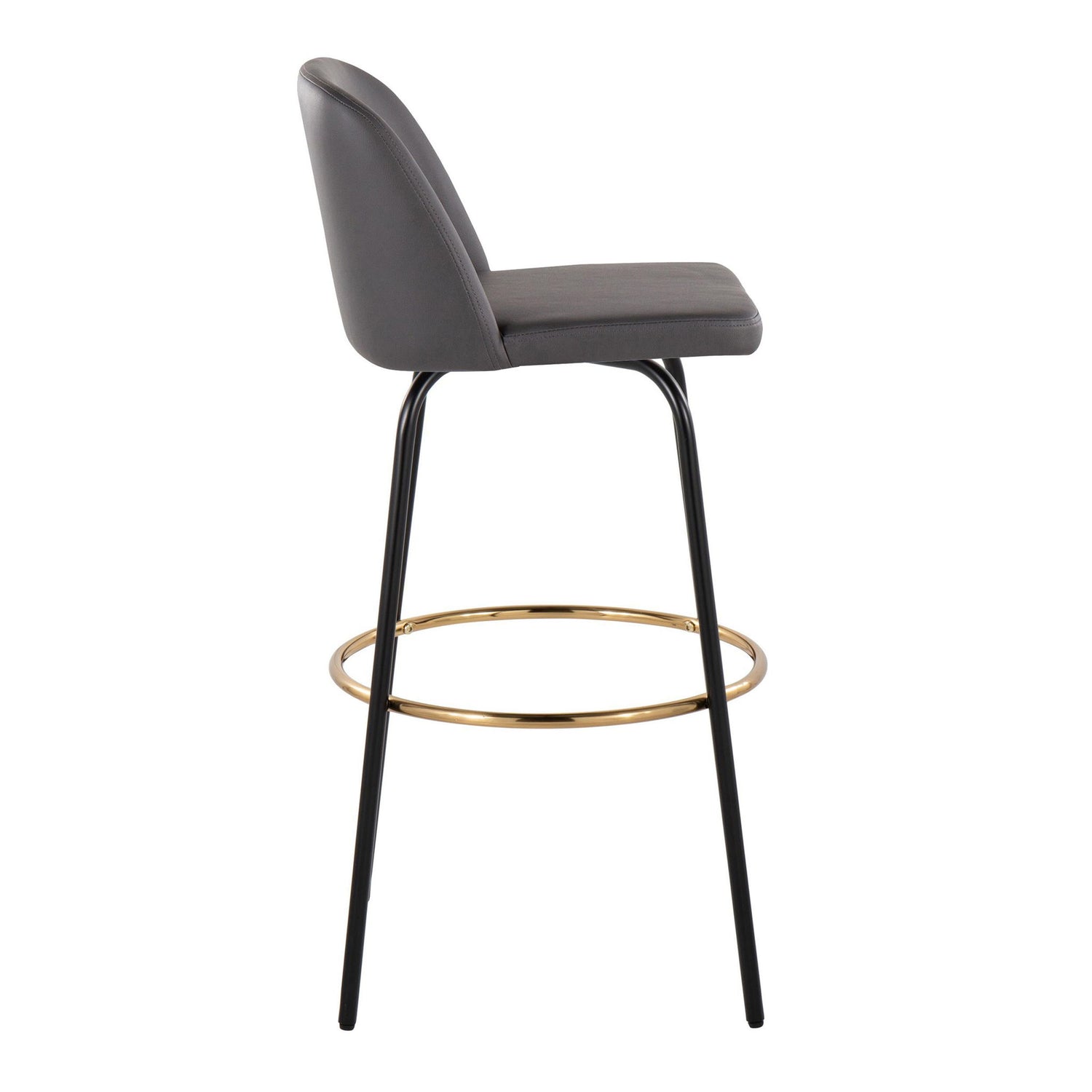 Toriano - Contemporary Fixed Height, Barstool With Swivel &amp; Round Footrest (Set of 2)