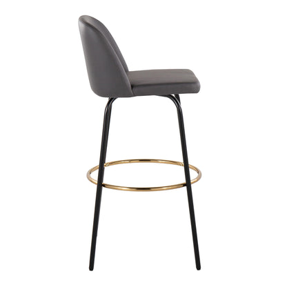Toriano - Contemporary Fixed Height, Barstool With Swivel &amp; Round Footrest (Set of 2)