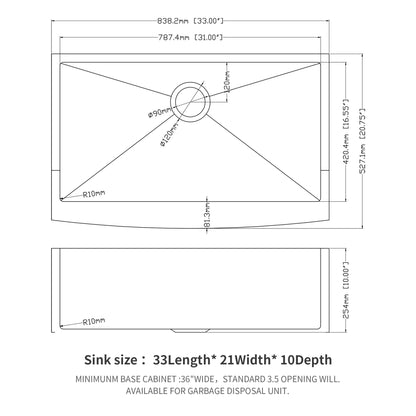 Farmhouse Kitchen Sink, Stainless Steel, Apron Front