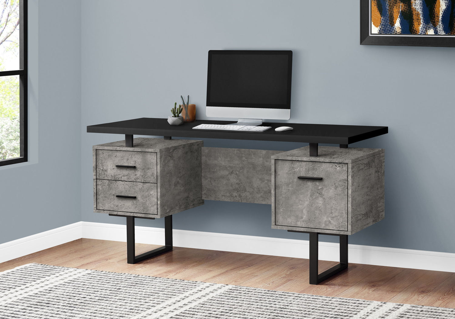 Computer Desk For Home Office, Laptop, Left, Right Set - Up, Storage Drawers, Contemporary &amp; Modern