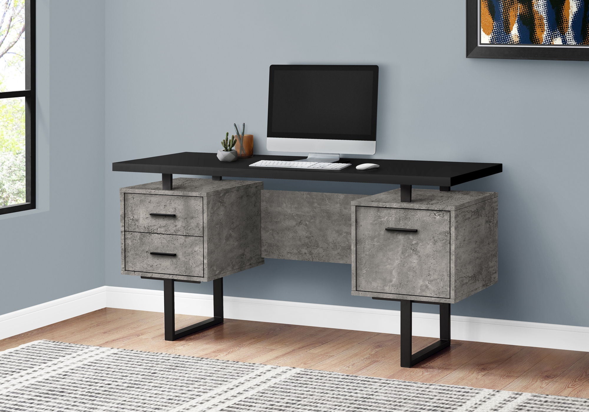 Computer Desk For Home Office, Laptop, Left, Right Set - Up, Storage Drawers, Contemporary &amp; Modern