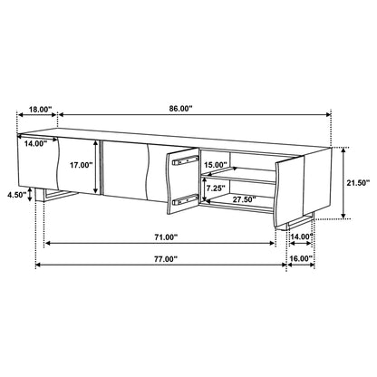 Harper - TV Stand Media Console With Curved Doors - Brown