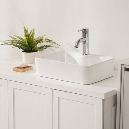 Modern Ceramic Rectangular Vessel Bathroom Sink With Sleek Design