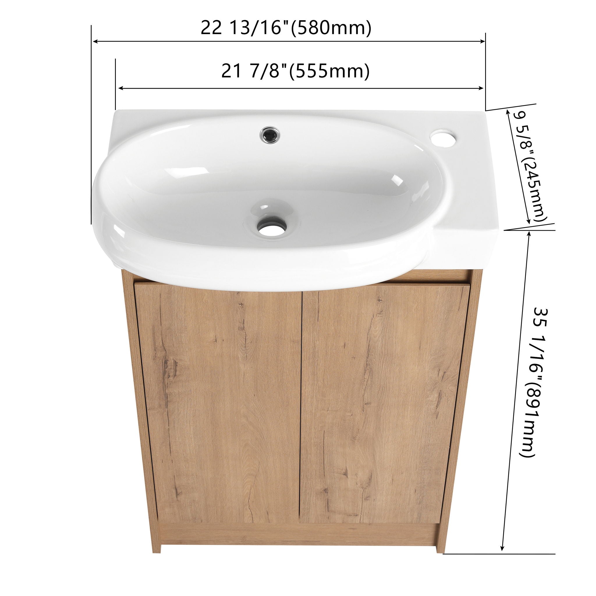 Freestanding Bathroom Vanity &amp; Sink, Soft Close Doors