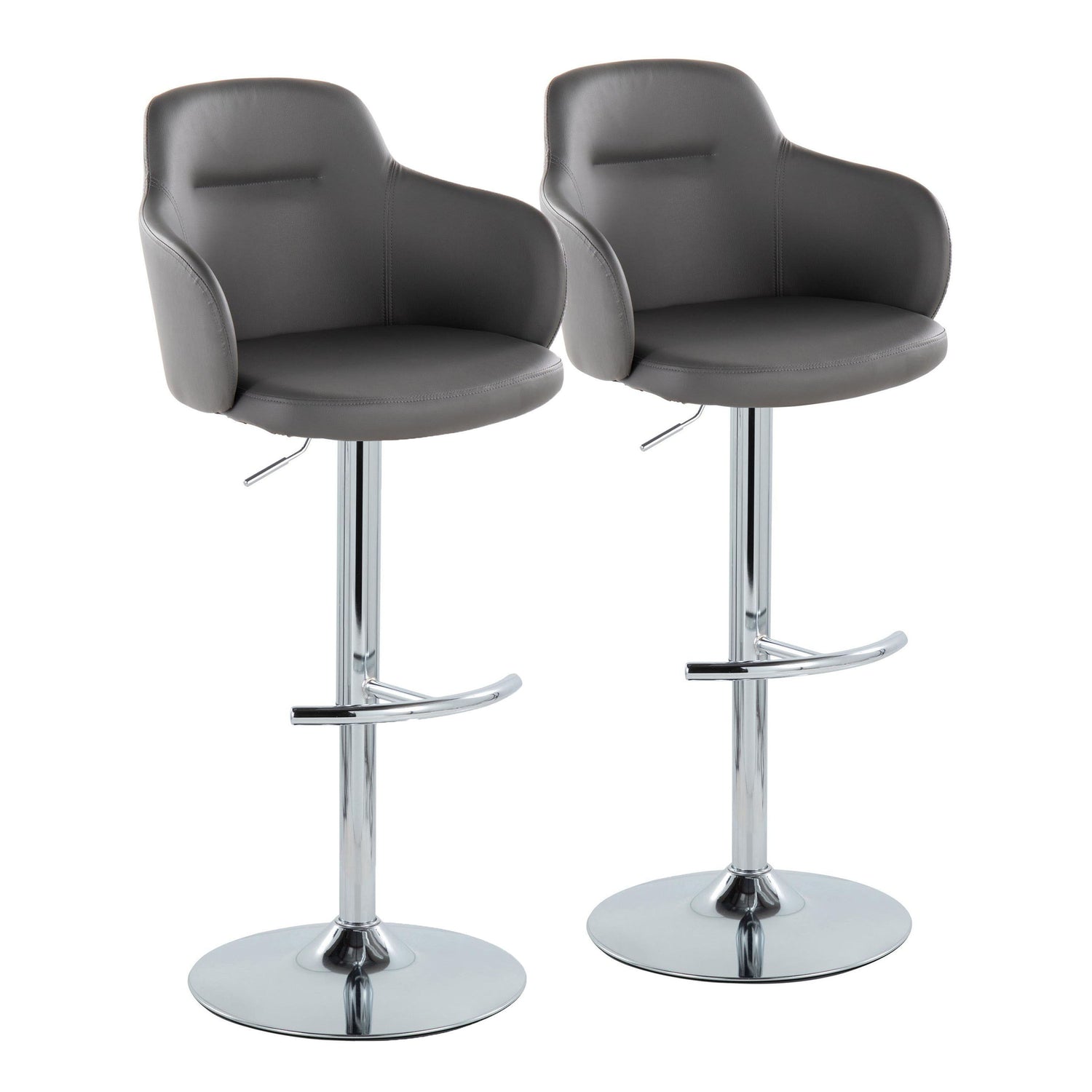 Boyne - Contemporary Adjustable Barstool With Swivel &amp; Rounded T Footrest (Set of 2)
