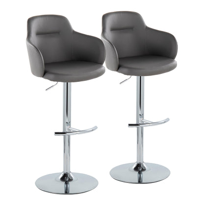 Boyne - Contemporary Adjustable Barstool With Swivel &amp; Rounded T Footrest (Set of 2)