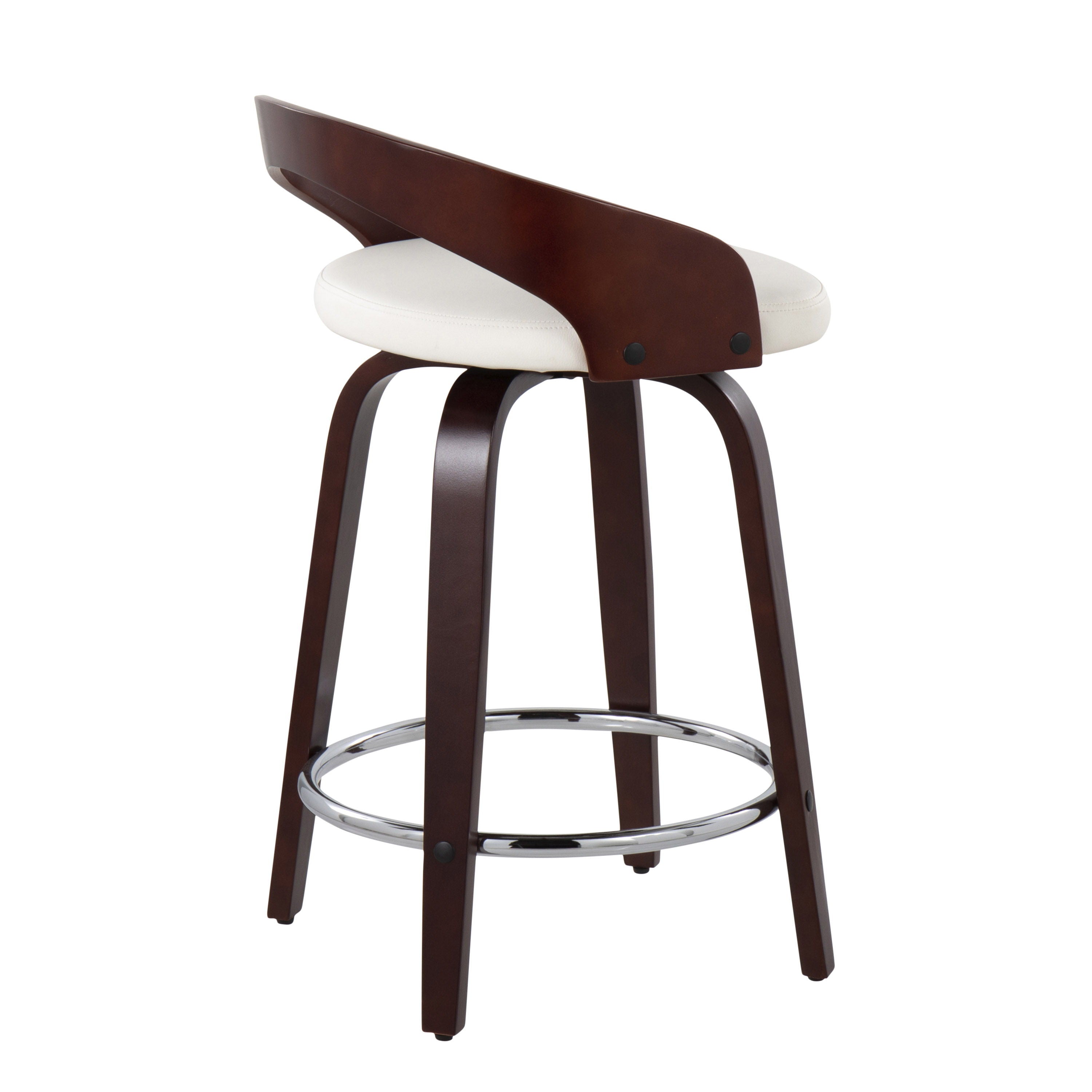 Grotto - Contemporary Fixed Height Counter Stool &amp; Swivel With Round Footrest (Set of 2)