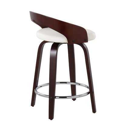 Grotto - Contemporary Fixed Height Counter Stool &amp; Swivel With Round Footrest (Set of 2)