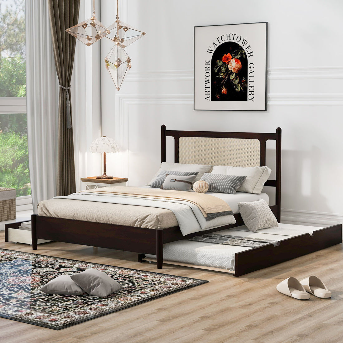Platform Bed With 2 Big Drawers &amp; Trundle