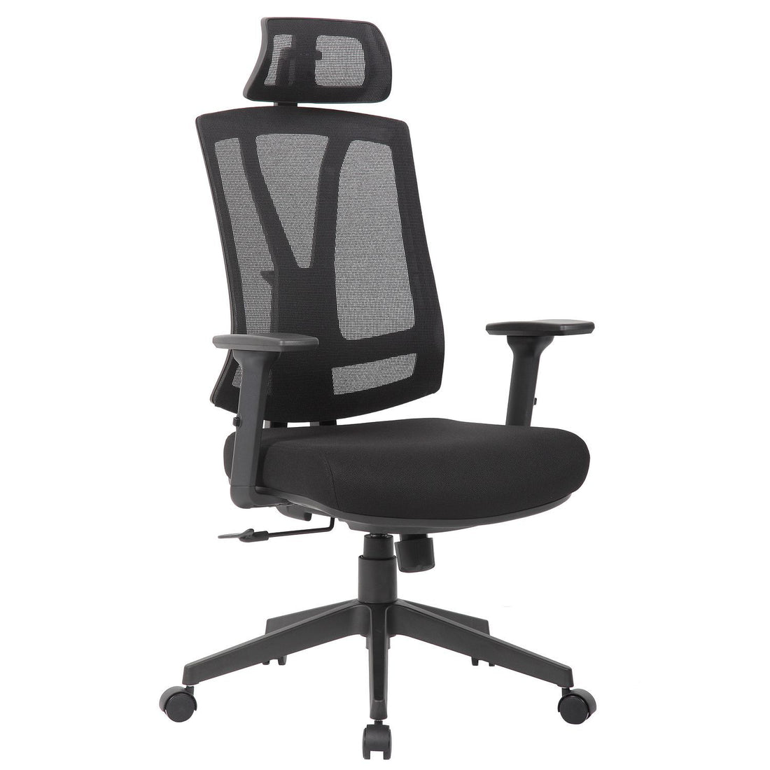 Office Chair With Adjustable Headrest &amp; Back, High Back Swivel Desk Chair - Black