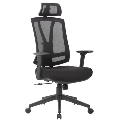 Office Chair With Adjustable Headrest &amp; Back, High Back Swivel Desk Chair - Black