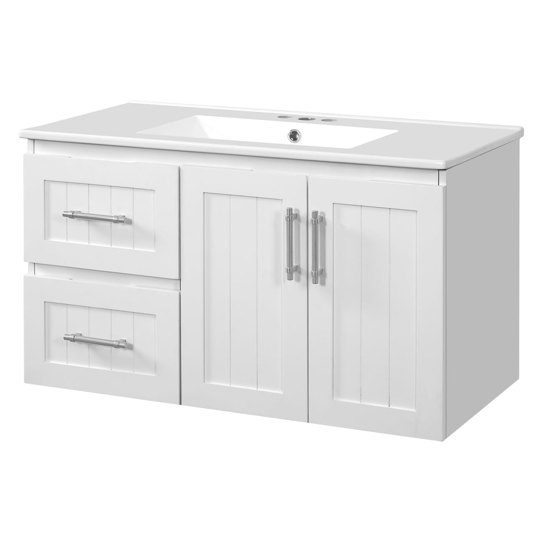 Wall Mounted Bathroom Vanity &amp; Sink, 2 Drawers