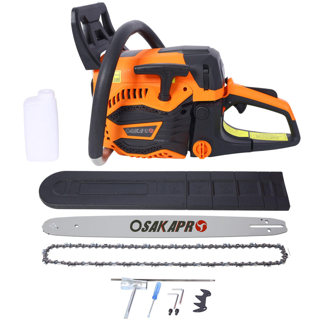 62Cc Gas Powered Chainsaw 22&quot; 2 Cycle Petrol Handheld Chain Saw Epa Compliant For Wood Cutting Aluminium - Orange