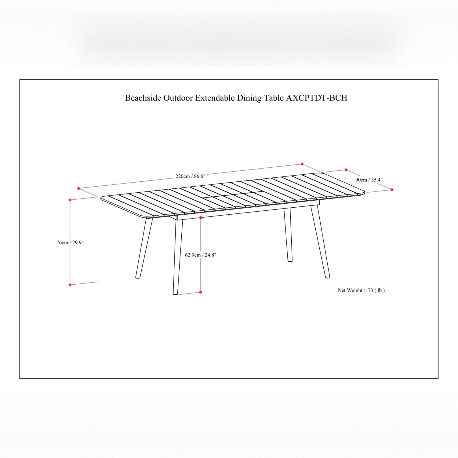 Beachside - Outdoor Extendable Dining Table - Light Teak