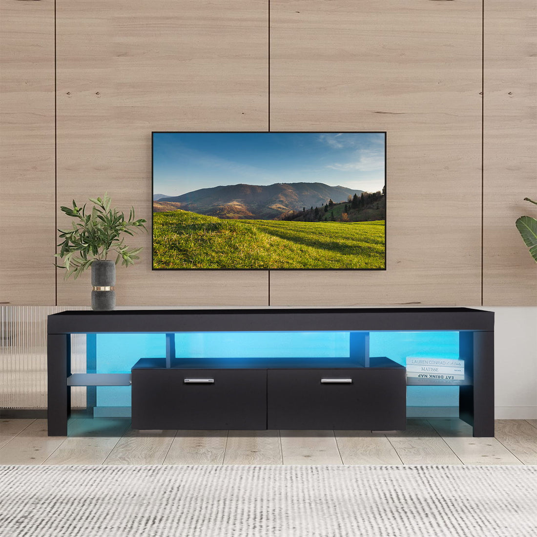 LED TV Stand Modern TV Stand With Storage Entertainment Center With Drawer TV Cabinet For Up To 75&quot; For Gaming Living Room Bedroom